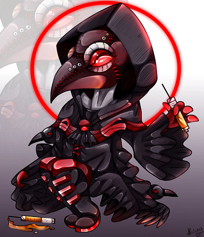 Chibi Plague Doctor character character design chibi crow cute digital art digitalart fanart fantasy illustration plague doctor rocioam7