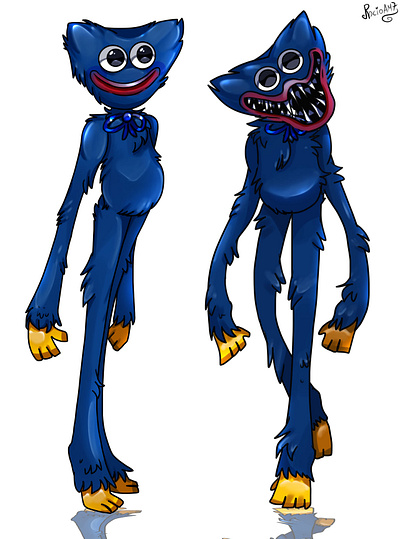 Huggy Wuggy character digital art fanart fantasy game huggy wuggy illustration rocioam7 videogame