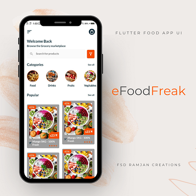 eFoodFreak - Flutter Food App UI app app design flutter app design flutter creative ui design mobile app design with flutter ui