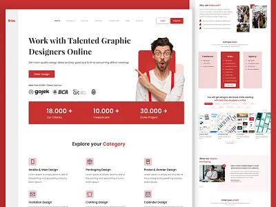 Looking for the designer of landing page clean elegant illustration red uidesign uiux web webdesign