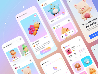 Pet Toys Shop UI Design animal shop app designer best shot e commerce app ecommerce app gradient minimal design online shop order app pet shop popular shot product design shop app store tazrin toys shop trendy uiux visual design web designer