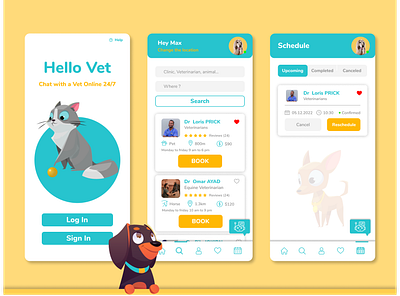 Hello Vet animal animation app cat design designer doctor dog dribbble graphic design idea illustration mobile app pet template ui ux vet