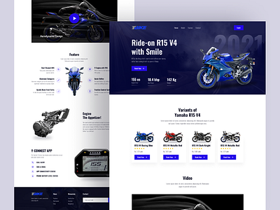 Bike Landing Page - R15 v4 bicycle bike bike ride branding clean design e commerce design e commerce web design interface journey landing landing page motor cycle onlineshop trend 2021 ui user interface ux web website