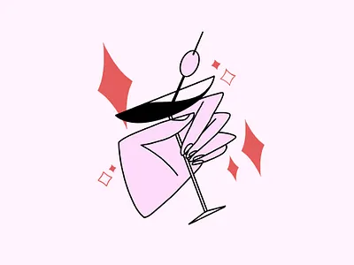 Cheers alcohol cheers cocktail design draw graphic design hand drawn illustration linework pink texture