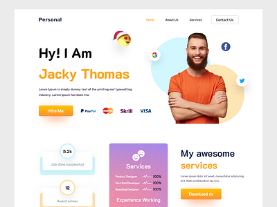 Personal portfolio landing page agency blog cv design freelancer home page landing landing page landingpage design personal portfolio resume theme web web page webdesign website website design