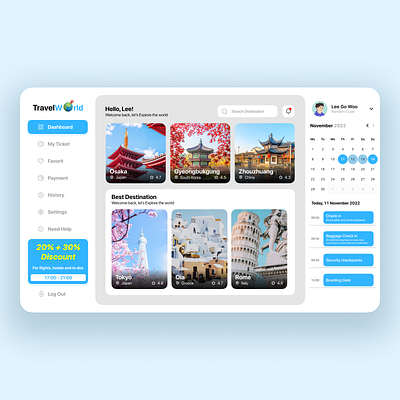 Travel World Dasboard branding china design greece interface italy japan southkorea travel uidesign uiux uiuxdesign userexperience userinterface uxdesign website