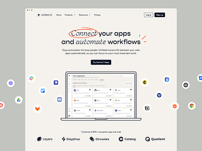 Automation software landing page — Untitled UI dashboard landing page design system figma landing page marketing site minimal minimalism simple ui kit web design webflow zapier