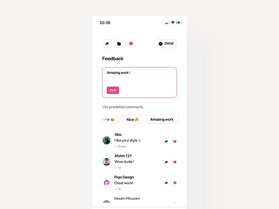 Dribbble Predefine Comment Concept animation app clean concept design dribbble minimal ui ui interaction ui motion ux