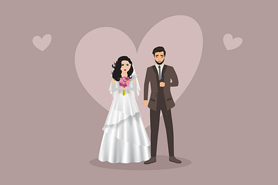 Groom and Bride branding bride and groom character design illustrator