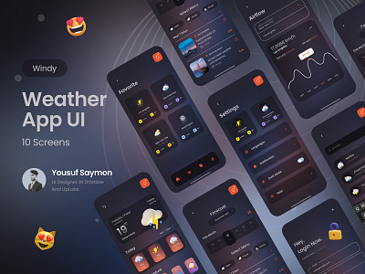 🌤️Wiindy- weather UI Kit Dark air pressure daily ui dark app ui figma app forecast ios app rain news ui ux weather app weather app ui weather news wiindy xd