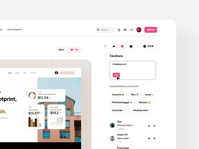 Dribbble Predefine Comment Concept 2022 app comment design desktop dribbble feature graphic design offer trend ui design uidesign video web