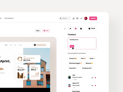 Dribbble Predefine Comment Concept 2022 app comment design desktop dribbble feature graphic design offer trend ui design uidesign video web