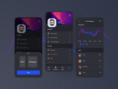 Naajvaa User Profile | Music app album app app design artist chart concept dailyui design figma gener graph instrumental music pop premium quality song time user profile ux