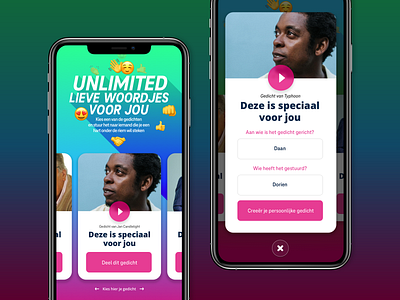 Unlimited lieve woordjes app branding design flat layout type ui