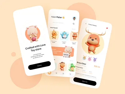 ToyStore App Concept 3d app application buy design figma illustration ios kids piqo product store toy ui user experience user interface ux