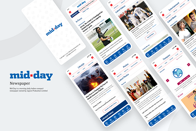 News App design : mid-day Newspaper app best designer branding design interfacedesign mobile mobile app design news news paper sport news ui user experience ux