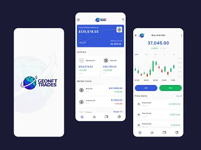 GEONFT TRADES App Design app design graphic design interaction design mobile app prototyping trading typography ui design wireframe design