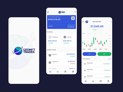 GEONFT TRADES App Design app design graphic design interaction design mobile app prototyping trading typography ui design wireframe design