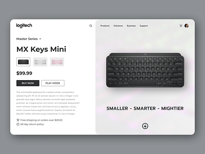 Logitech clean ui landing page logitech minimal ui ui design website website hero