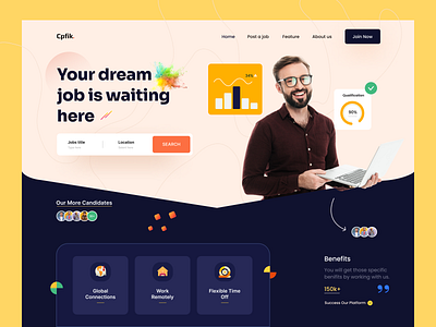 Job Finding Platform - Header Design black friday dream job find job free ui resource header header ui homepage job landing page landing page resource search job ui ui resource uihut web ui webdesign website websitedesign