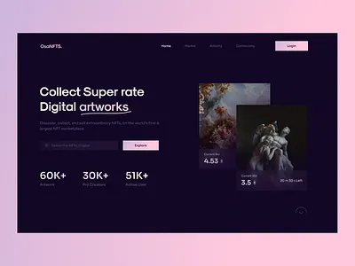 NFT Marketplace Landing page. landing landing page nft nft landing page nft marketplace ui ux