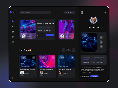 NFT Auction Marketplace Dashboard auction crypto currency dashboard nft marketplace product selling marketplace user dasboard
