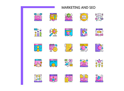 Marketing and SEO design graphic design icon set icons illustration marketing and seo search engine optimization ui user interface vector vectors