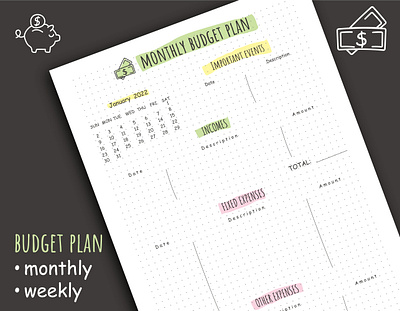 Budget monthly plan budget budgetplan graphic design illustration money monthly pdf plan tracker ui ux vector