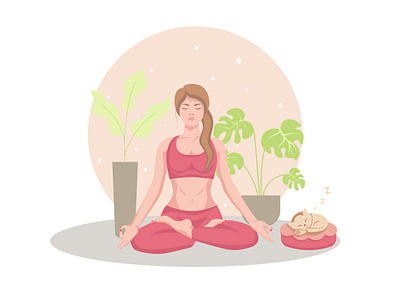 Illustration for a poster in a yoga center. cat design girl graphic design illustration poster relax sleeping vector women yoga yogacenter yogagirl