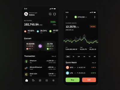 Crypto Currency Wallet 💰 bitcoin blockchain branding crypto app crypto currency wallet cryptocurrency design illustration logo motion graphics ui ui ux design ui design uidesign uiux ux