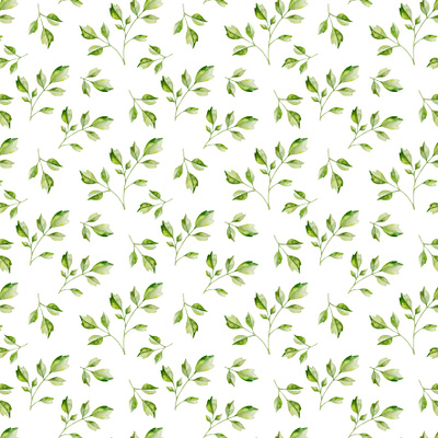 Twigs with leaves childrens textiles green leaves illustration seamless patter seamless watercolor pattern textile wrapping paper