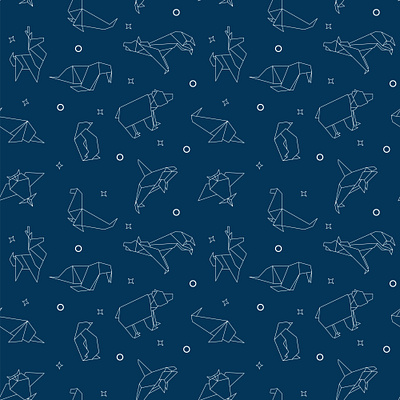 Northern animals northern animals origami style seamless patter textile vector vector pattern wrapping paper