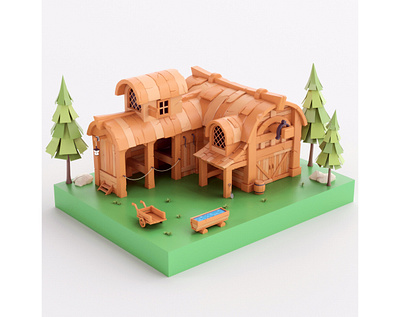 Stylized Stable medieval stable stylized