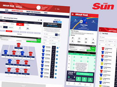 Dream Team - Premier League (UK) design invision sketch app ui ui design web