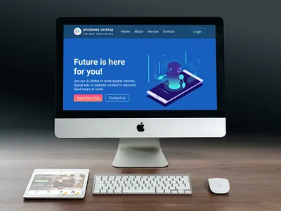 AI Writer Landing Page design illustration ui ux