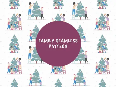 Family Decorates Christmas Tree Free Seamless Vector Pattern chirstmas chrismas chrismast christmas christmass design family free freebie graphics human pattern patterns people seamless texture trees vector xmas сhristmas