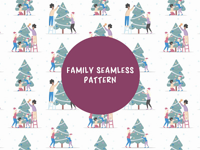 Family Decorates Christmas Tree Free Seamless Vector Pattern chirstmas chrismas chrismast christmas christmass design family free freebie graphics human pattern patterns people seamless texture trees vector xmas сhristmas