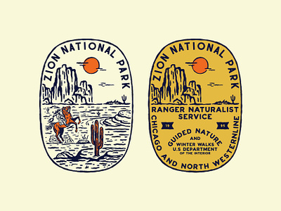 Zion Natioanal Park artwork badge coboy desert design illustration logo vintagedesign zion