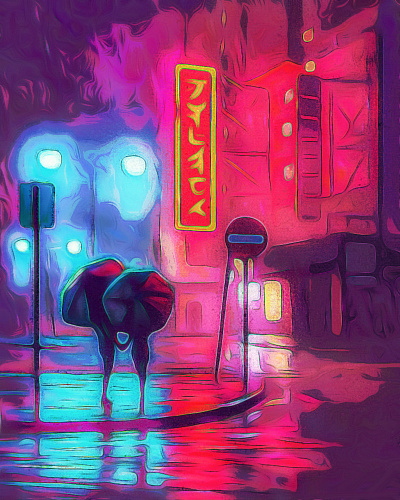 Rain drawing illustration ninety niners rain street