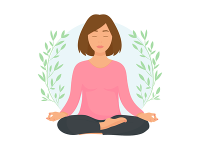 Yoga Girl Sitting In Lotus Pose branding design face less graphic design illustration logo lotus position meditation namaste poster practice simple sport typography vector workout yoga center yoga girl yoga home yoga position