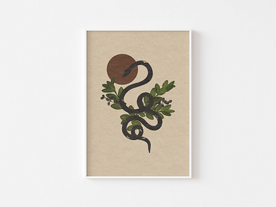 Garden Ophidian II floral flowers illustration moon mystic nature ophidian snake