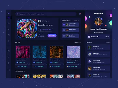 NFT Marketplace Dashboard✨ admin dashboard bid dashboard design figma nft nft dashboard nft market ui ux website