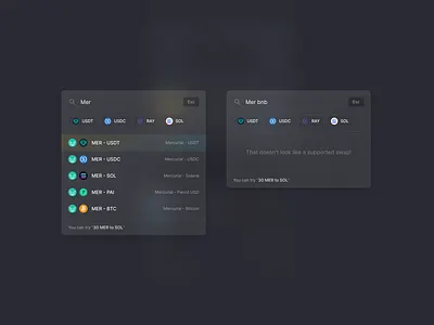 Search Token Component - Dark Mode crypto defi malaysia search token