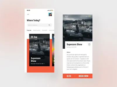Event App app appdesign carevent carsapp concerts design event eventapp eventdesign interfacedesign iosapp lighttheme showapp ticketapp ui uidesign uiux uiuxdesign