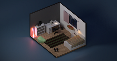Isometric Room #MadewithBlender 3d blender cg isometric modeling