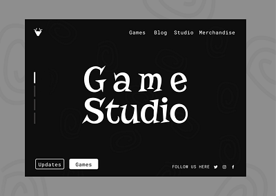 Gaming Studio Landing Page black branding dark design game gaming gaming studio geometry graphic design illustration landing landing page playful studio ui website