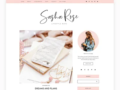 Wordpress Blog Theme - Sasha Rose backup backupgraphic blog blog themes blogging blogging templates blogging theme branding chand design feminine blog theme illustration wordpress wordpress blog template wordpress design wordpress template wordpress theme wordpress theme blog wordpress website