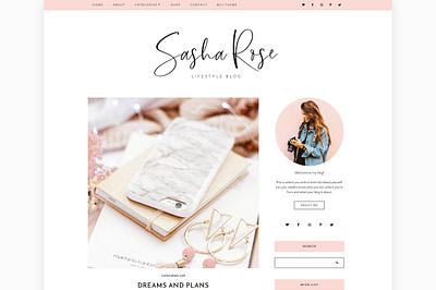 Wordpress Blog Theme - Sasha Rose backup backupgraphic blog blog themes blogging blogging templates blogging theme branding chand design feminine blog theme illustration wordpress wordpress blog template wordpress design wordpress template wordpress theme wordpress theme blog wordpress website