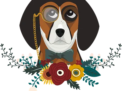 Otis the Dapper Doggo animals banner design dog floral flowers illustration print design puppy wedding
