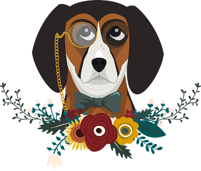 Otis the Dapper Doggo animals banner design dog floral flowers illustration print design puppy wedding